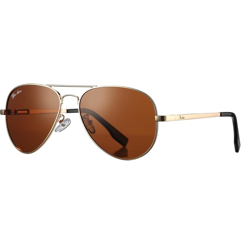 ☀️ New POLARIZED Gold Frame / Brown Lens Sunglasses 58mm - Picture 2 of 6